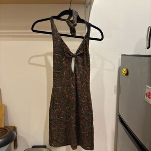 Urban Outfitters Black Sparkle One-Shoulder Mini Dress with Multicolor Threads